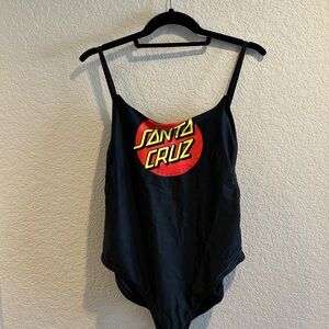 Santa Cruz Skateboards Black One Piece Swimsuit with Iconic Logo